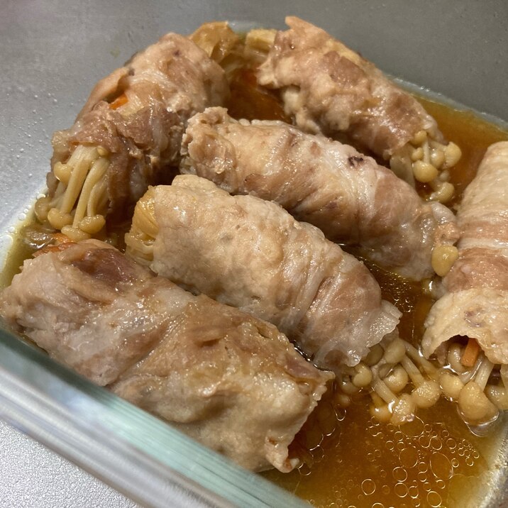 電子レンジでできちゃう!えのきとにんじんの肉巻き